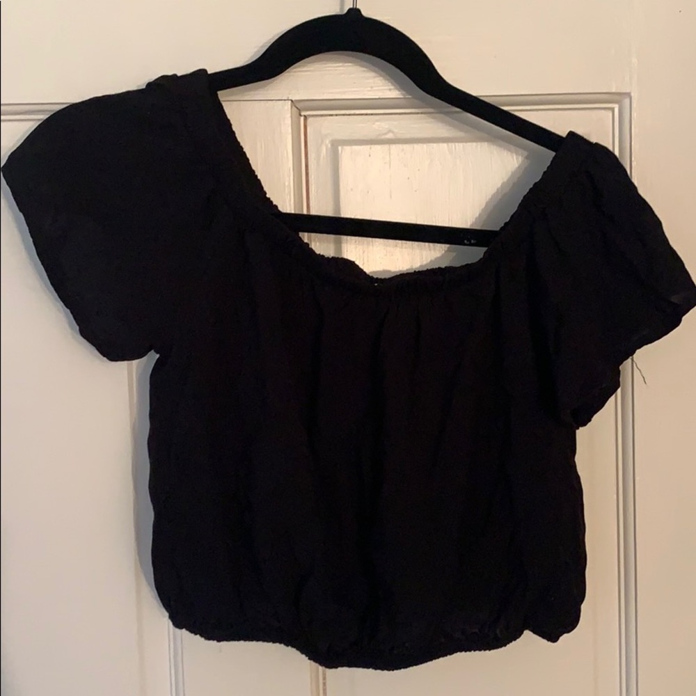 Cropped Black Off the Shoulder Top